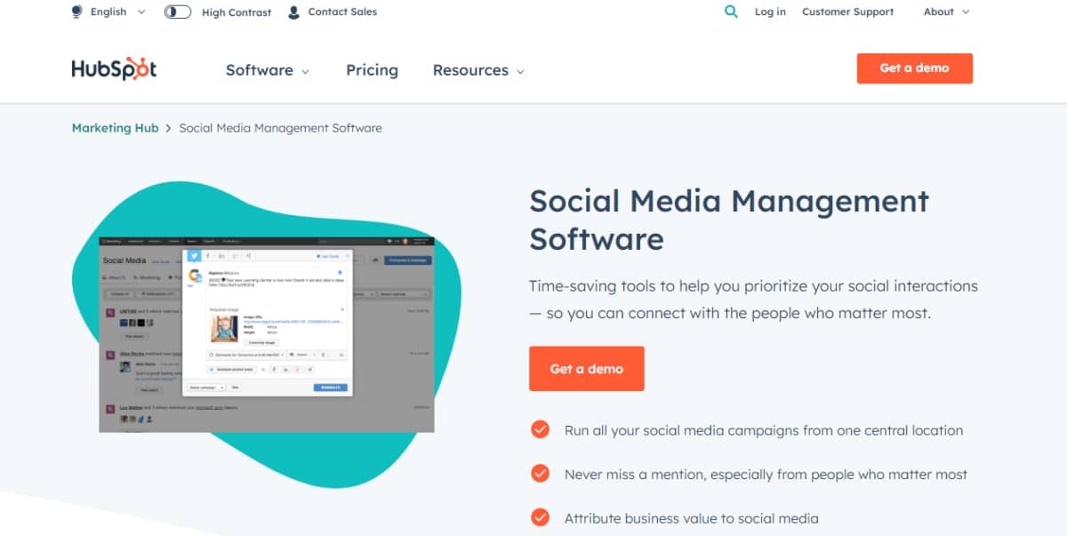 social listening tools - HubSpot screenshot