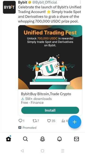 social media advertising - Bybit Twitter timeline takeover ad example