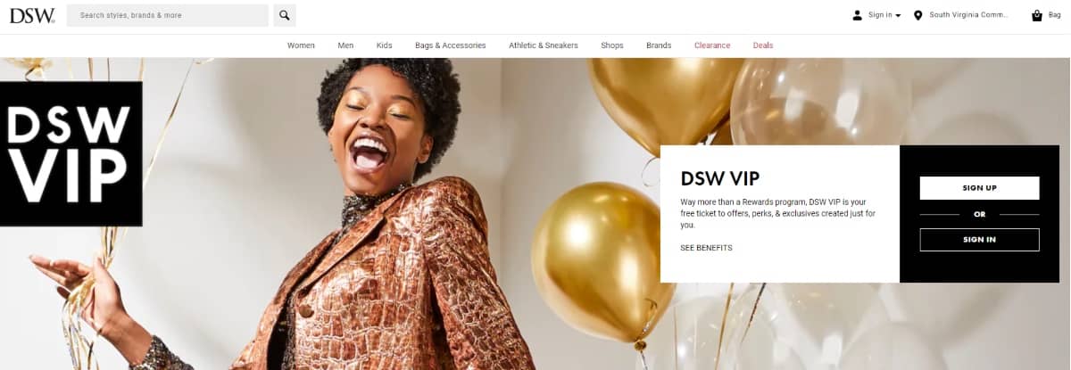 loyalty programs - DSW VIP screenshot