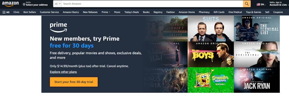 loyalty programs - Amazon Prime screenshot