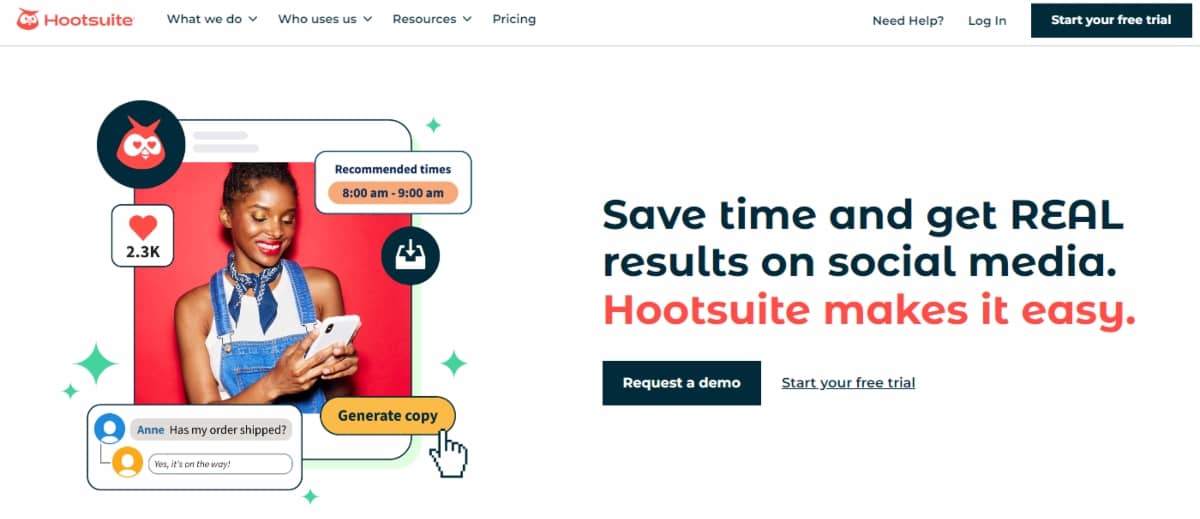 ai tools for social media - HootSuite screenshot