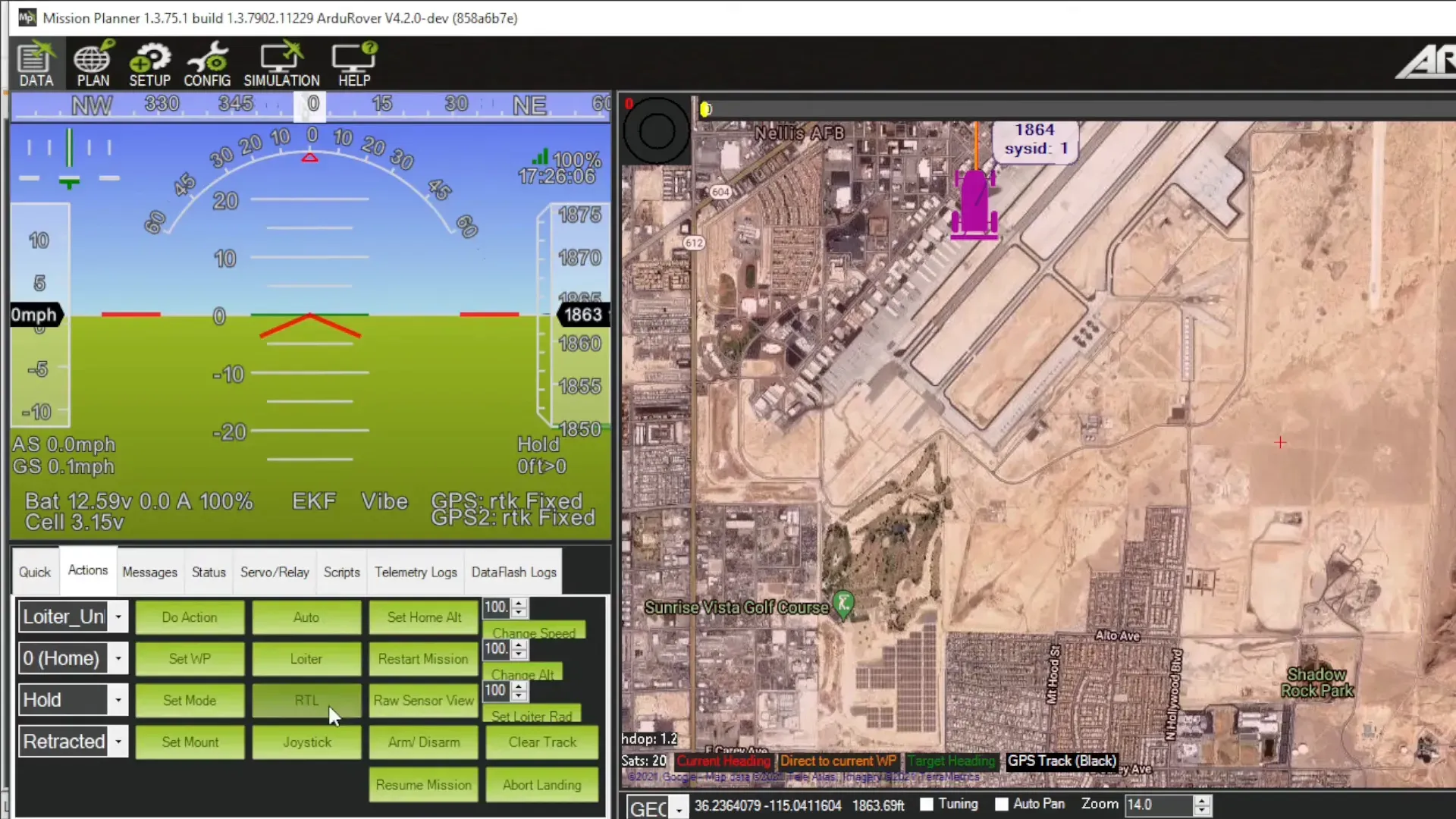 Mission Planner displaying parking brake status