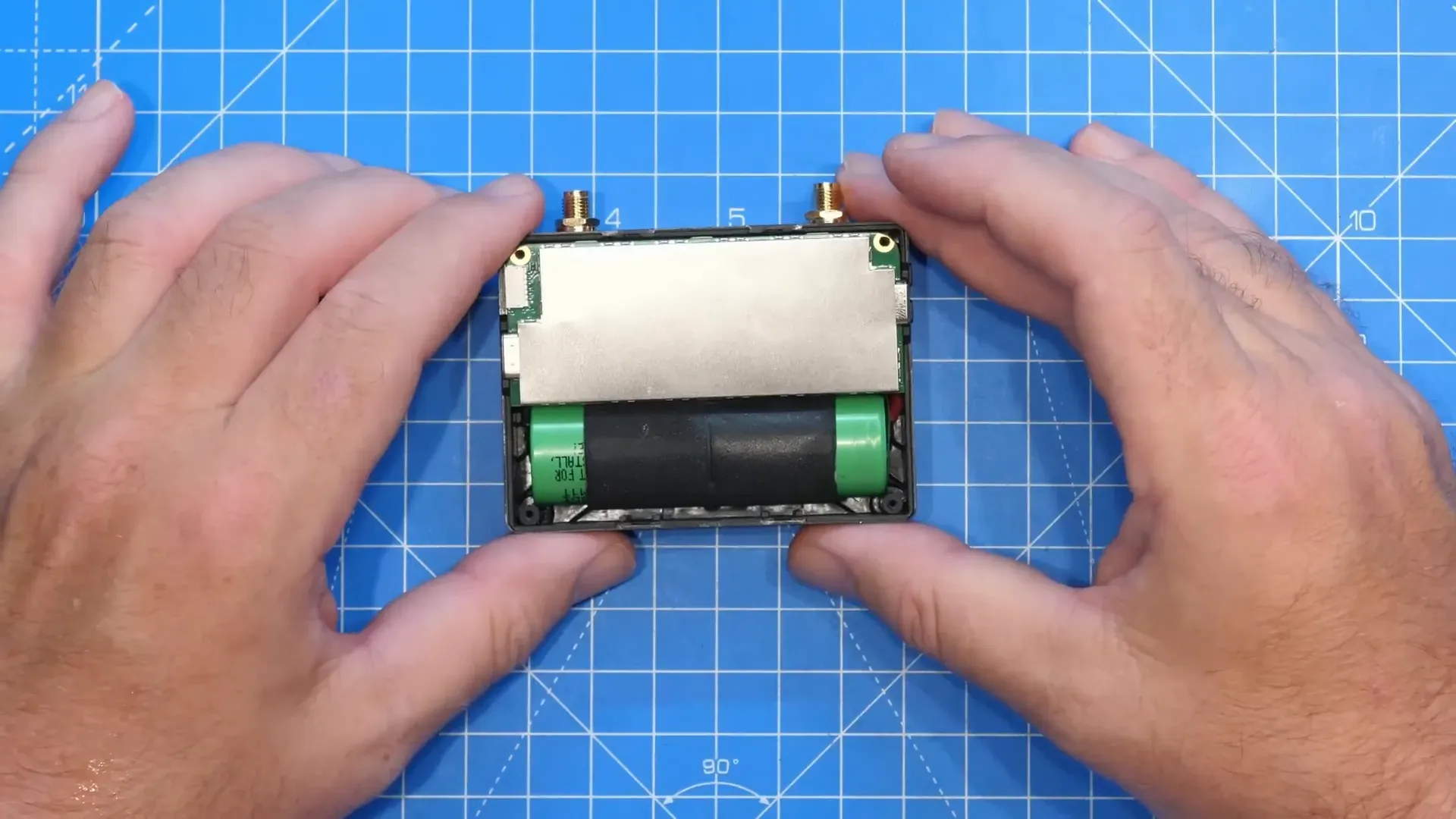 Edge T3 VRX ground station teardown showing internal PCB and battery