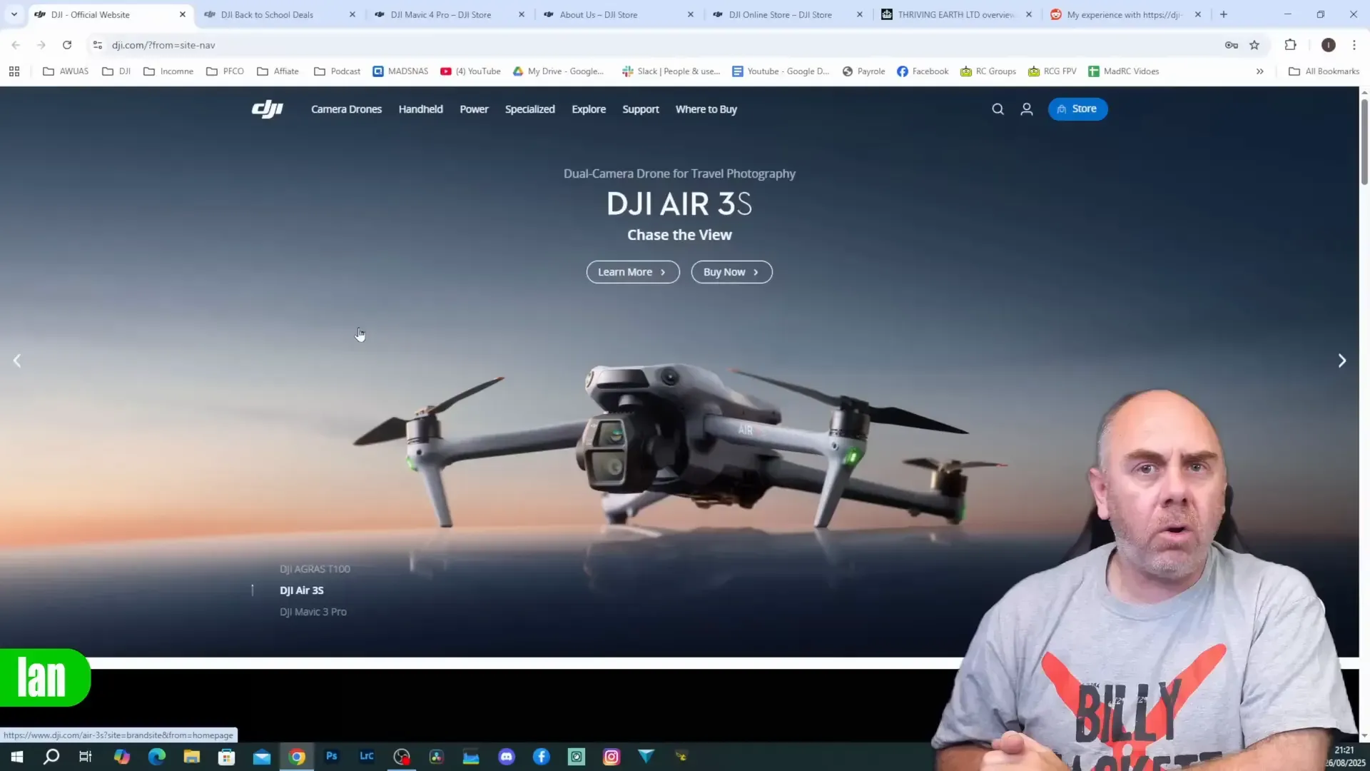 Official DJI homepage with store link highlighted