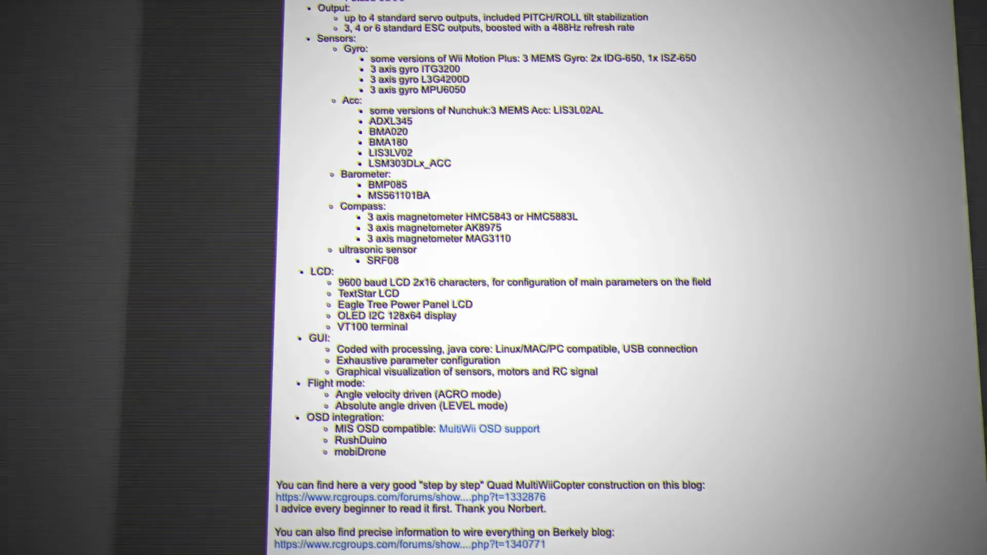 MultiWii diagrams and homebrew flight controller components