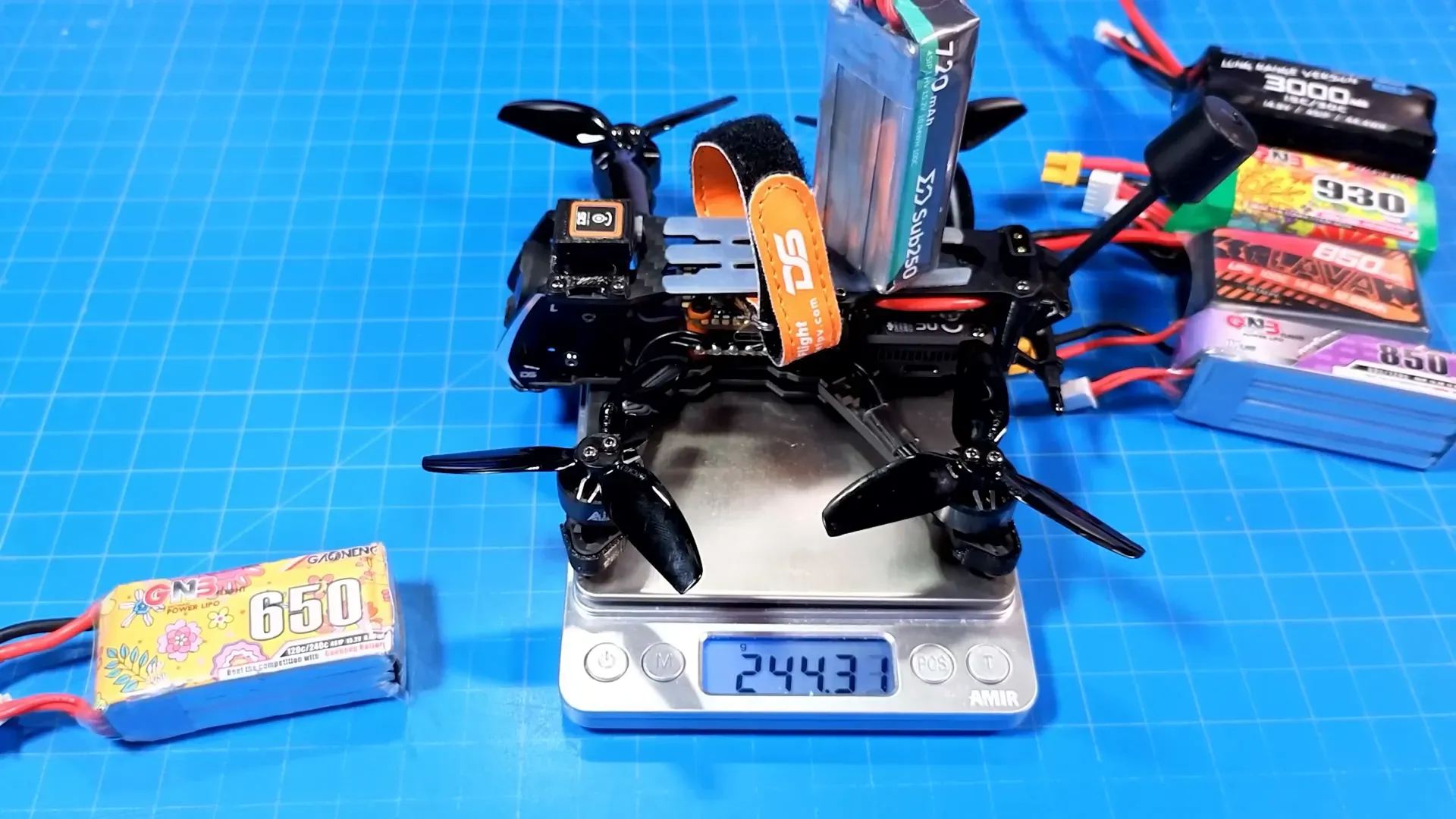 Flight with 650mAh pack, OSD showing flight time