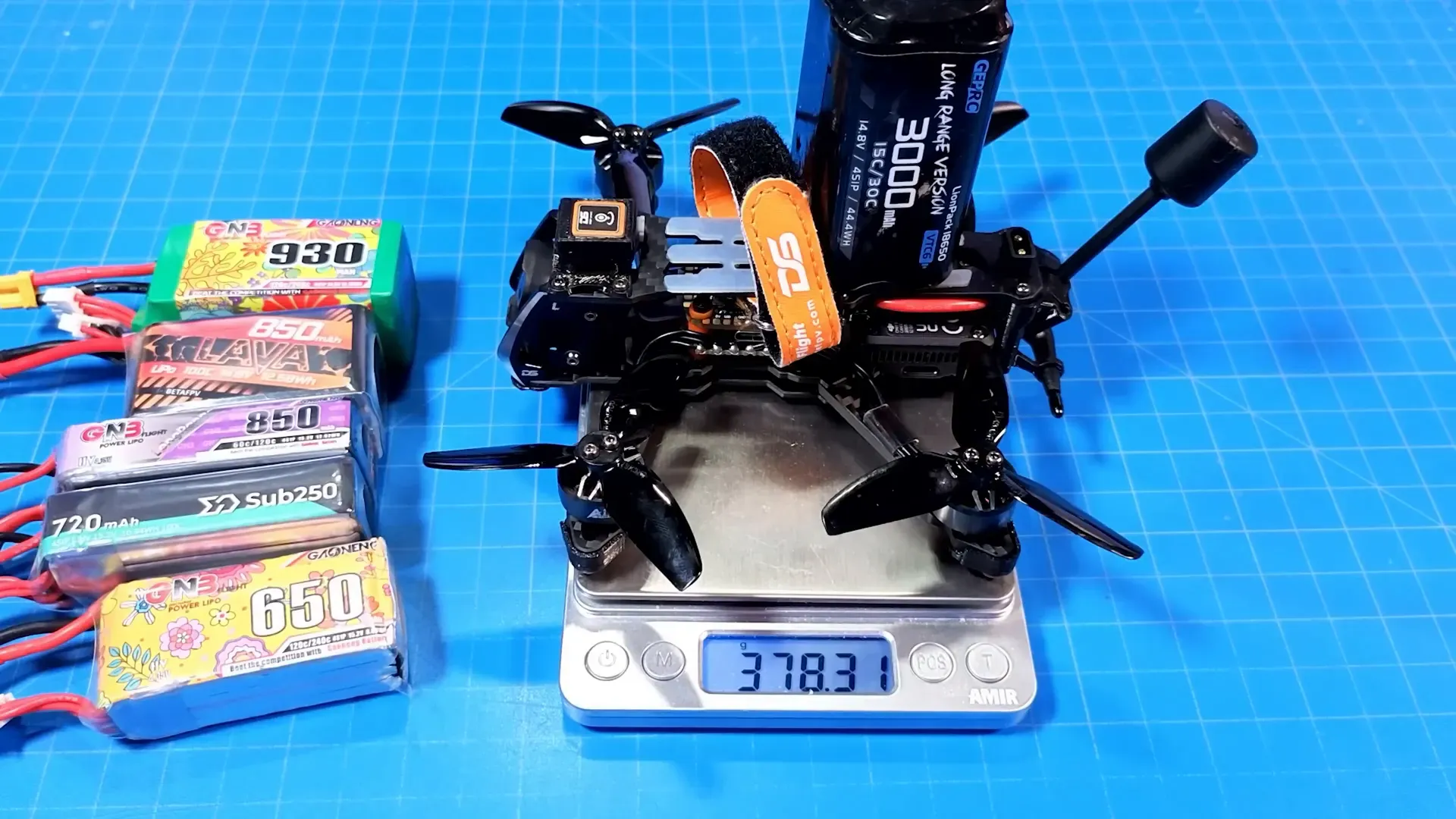 OSD showing long flight time on larger battery