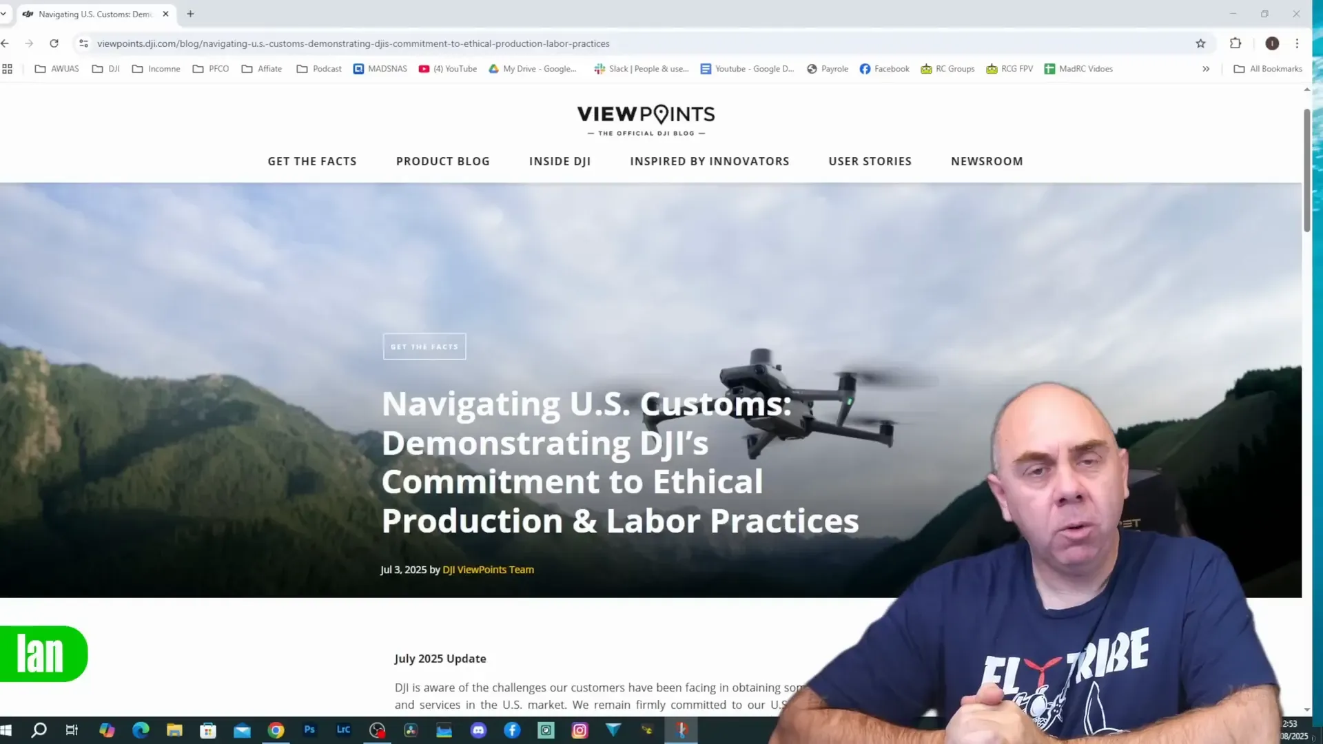 DJI's blog post addressing Uighur Forced Labor Prevention Act