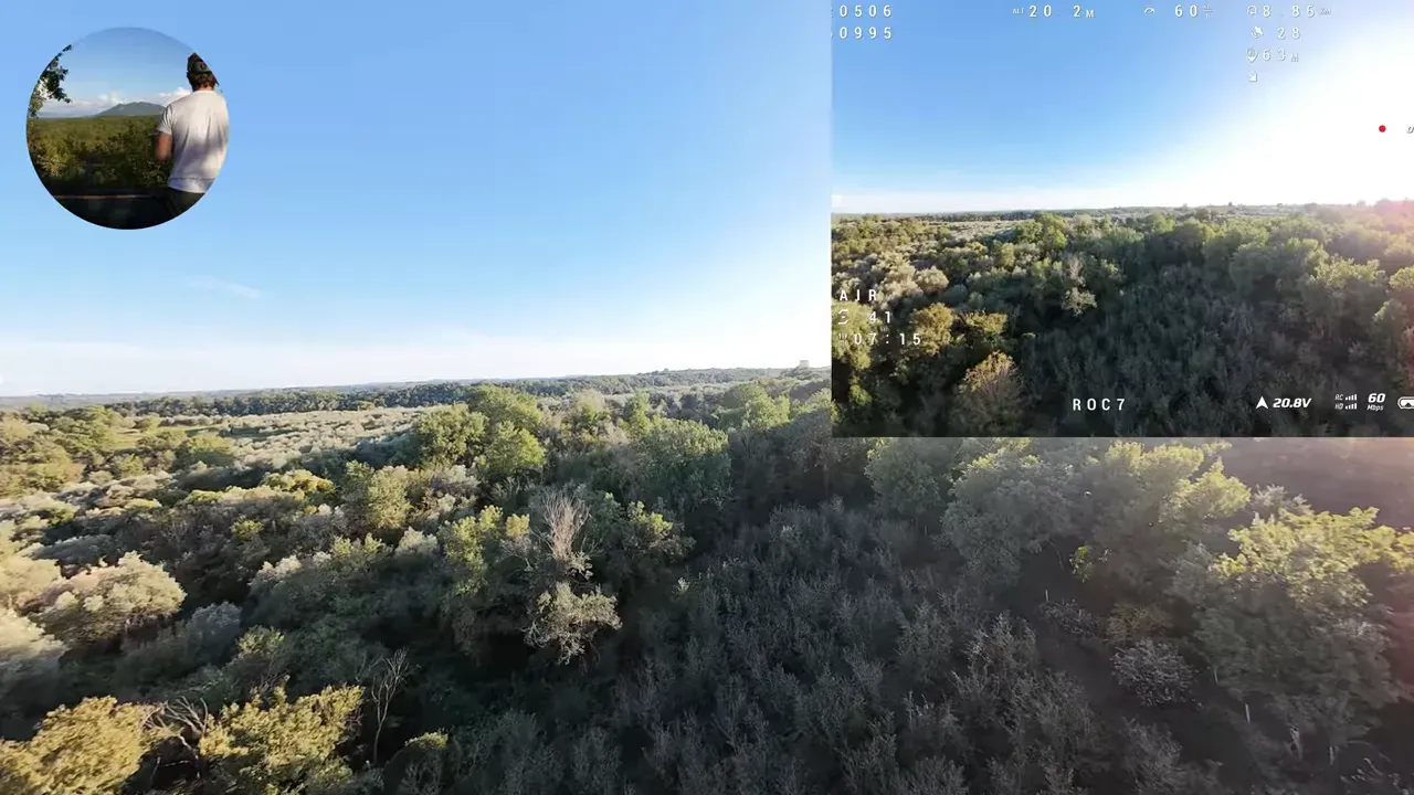 Wide shot of Castel Paterno with ROC7 footage overlay