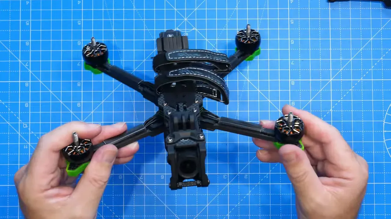Nazgul Evoque V3 three-quarter view showing LEDs and TPU parts