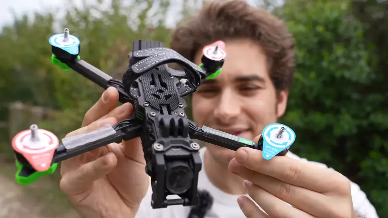 Close-up of thick carbon arm and chassis