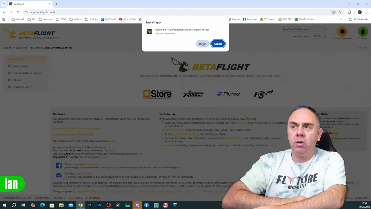 Browser showing that PWA can be installed for offline use