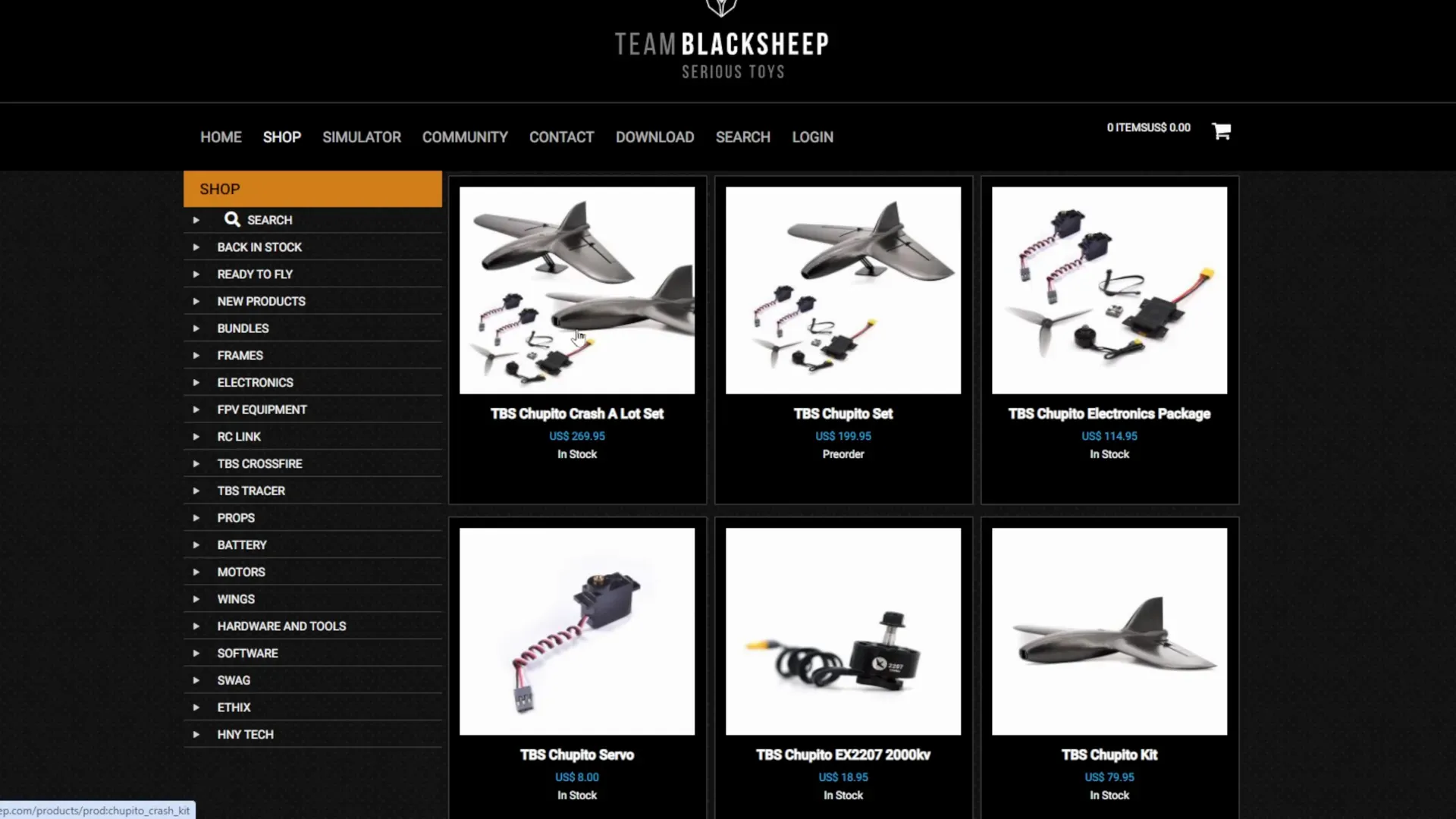 Product options and prices shown for Chapito from TBS