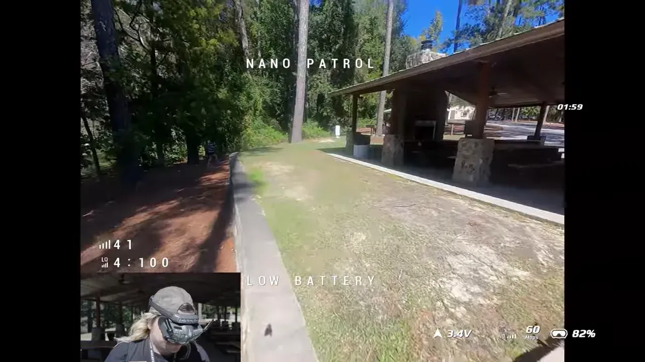 Drone hovering in wind with small vibrations visible