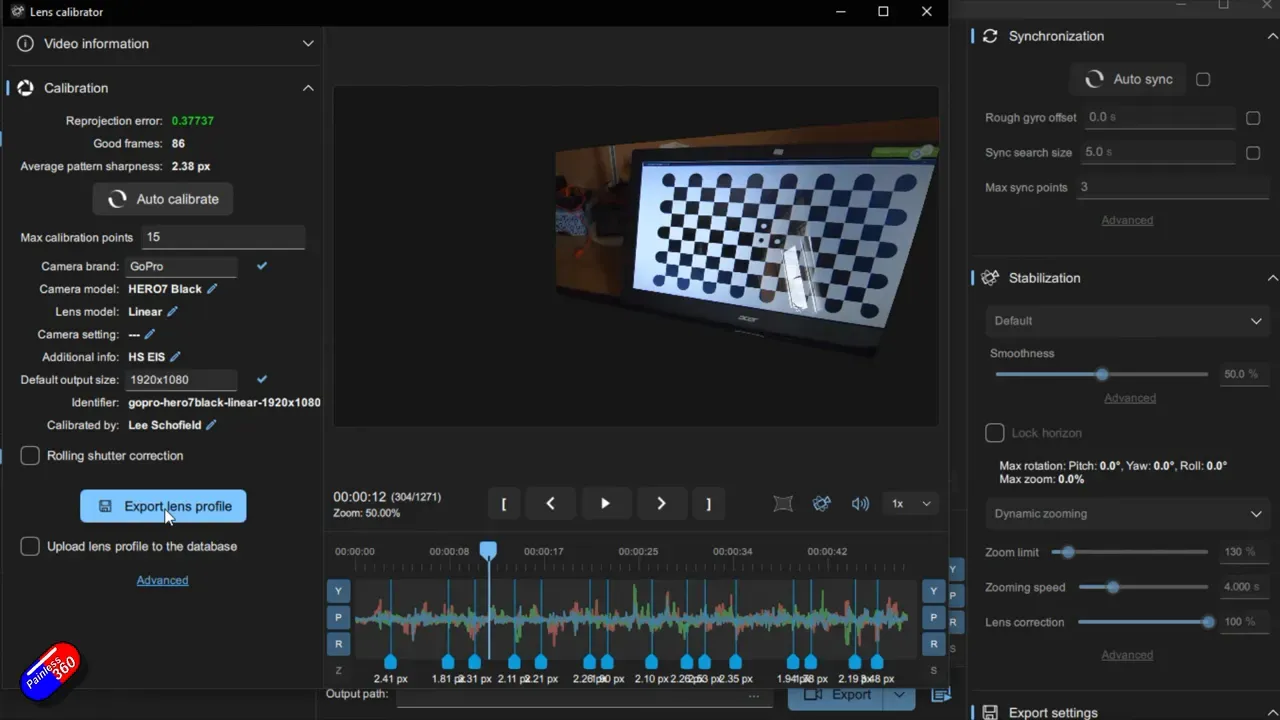 Saving the generated lens profile to the local templates folder