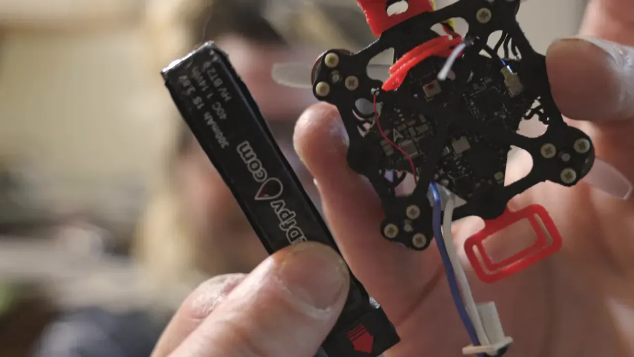 Battery slide-in mechanism showing how a 1S pack fits into the 3D printed body