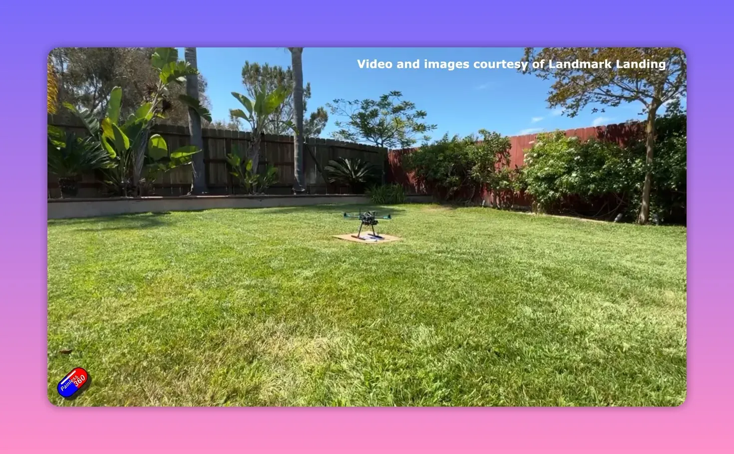 VTOL sitting on an AprilTag landing pad in bright daylight demonstrating pad visibility