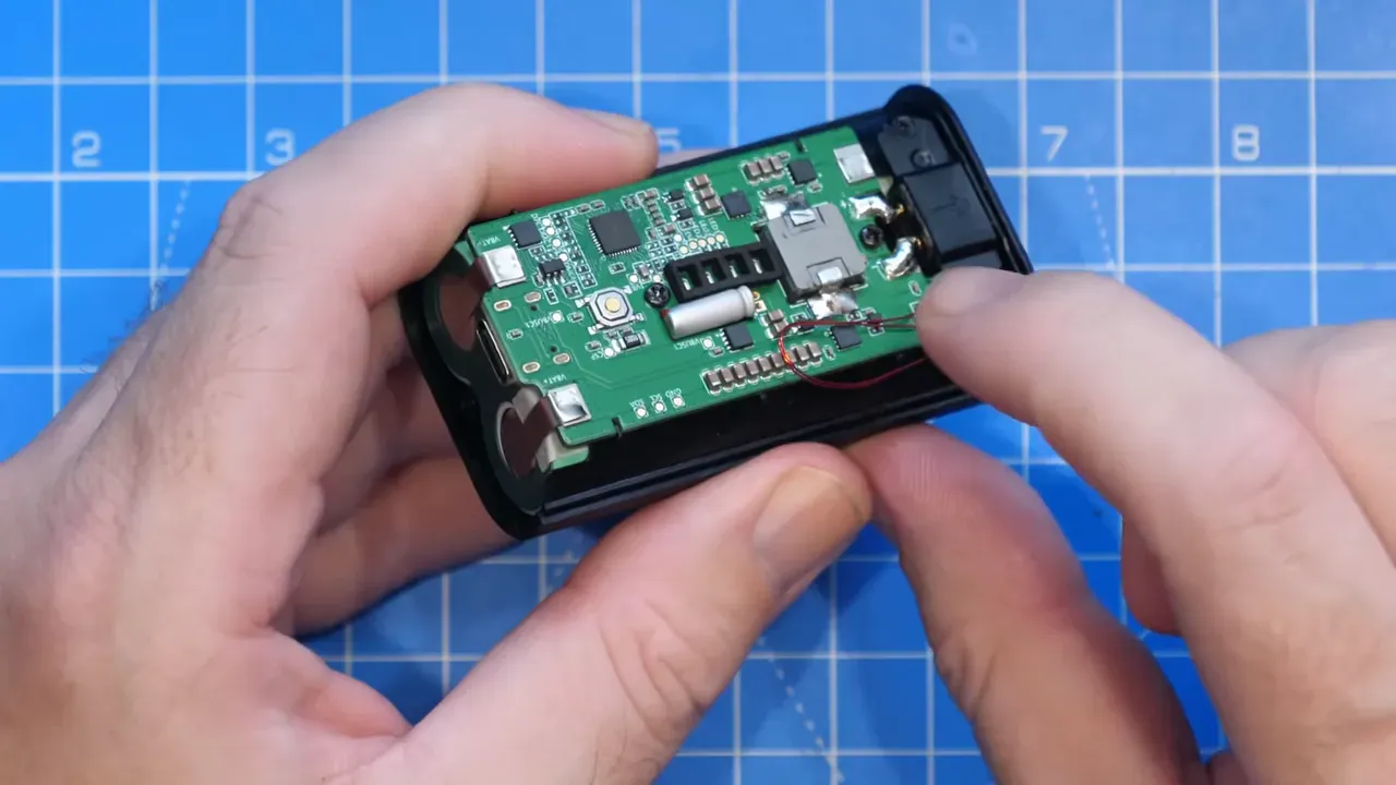 Close-up of capacitors and sensor wires