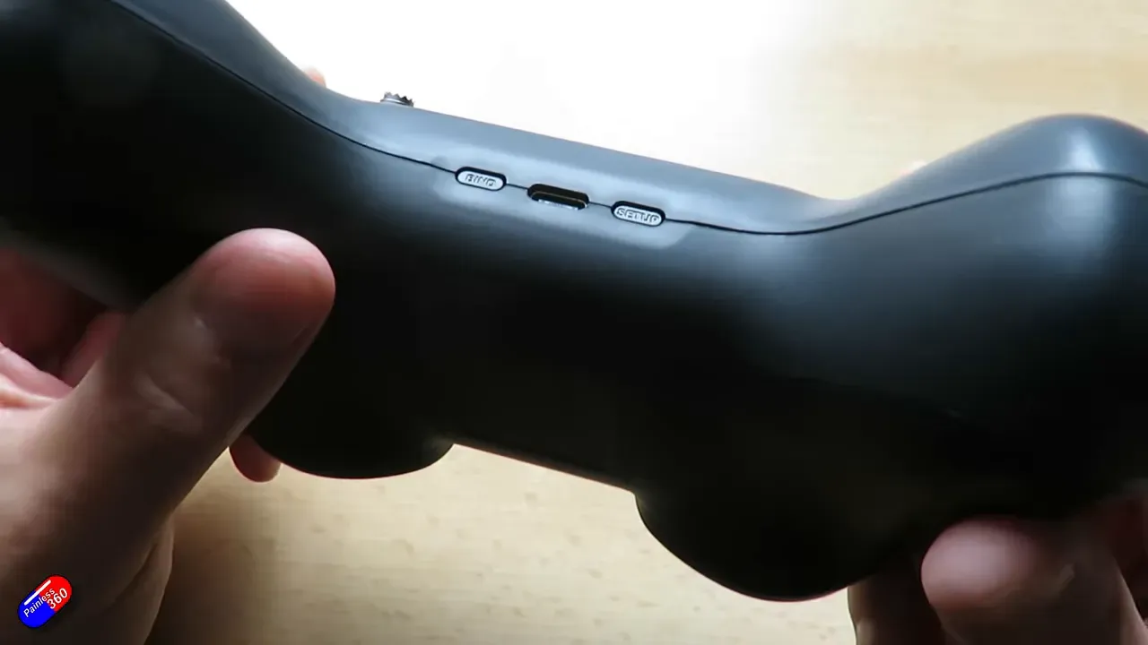 USB-C charging port at the bottom of the transmitter