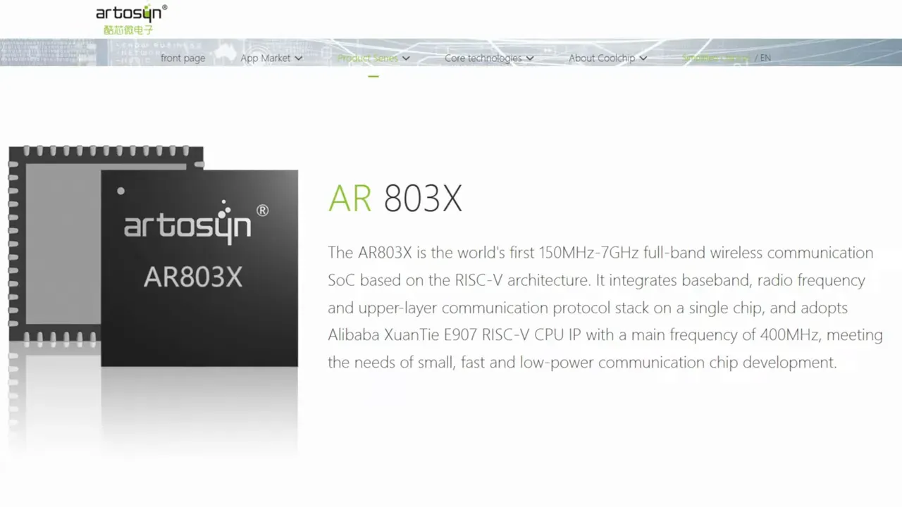 Artosyn AR803X product page graphic showing the AR803X chip and description