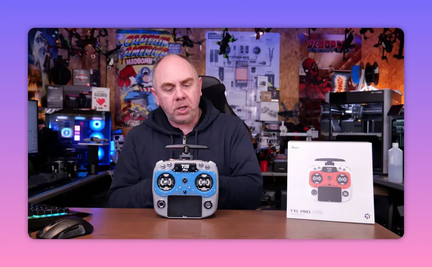 Presenter centered with Jumper T15 Pro transmitter and retail box visible