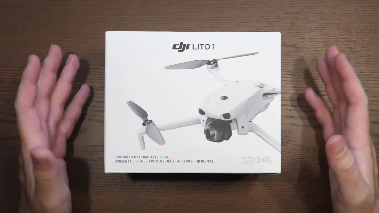 DJI Lito 1 two-battery combo box with 249g claim and drone artwork