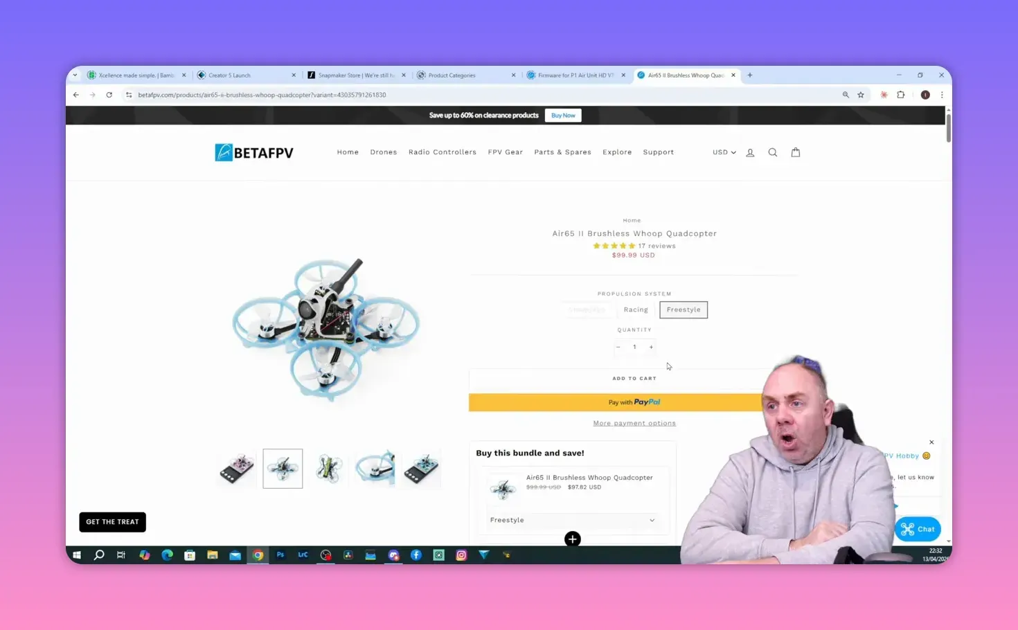 BetaFPV Air65 II Freestyle product page showing $99 USD price
