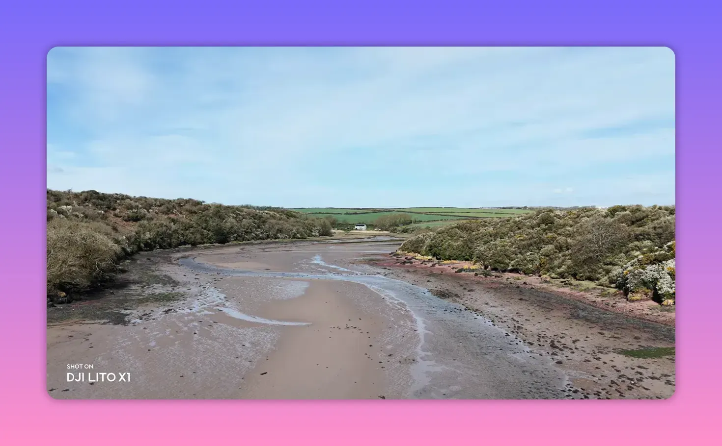 DJI Lito X1 live video view over a beach from the controller