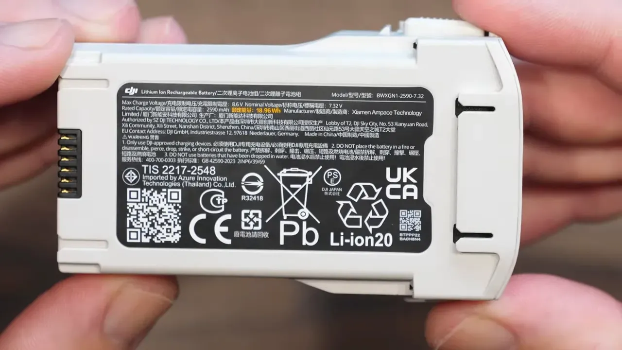 DJI Lito 1 battery label close-up showing capacity and energy values