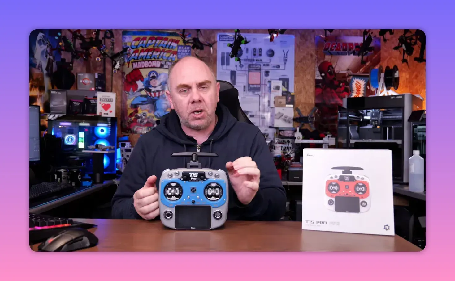 Clear view of Jumper T15 Pro transmitter front with product box