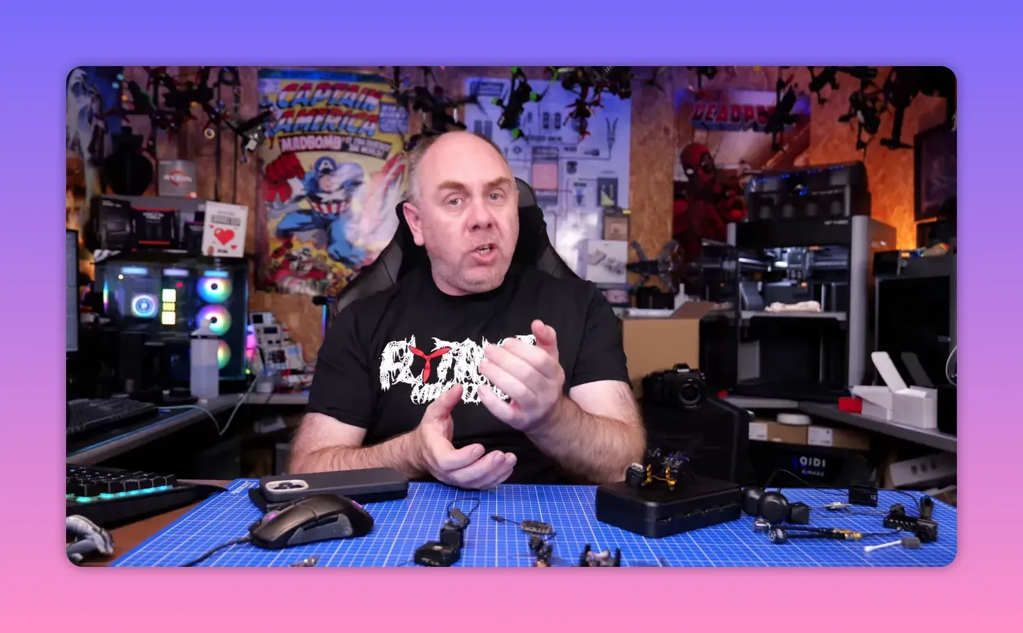 Presenter holding an explanation while discussing the DJI O4 Pro gyro issue