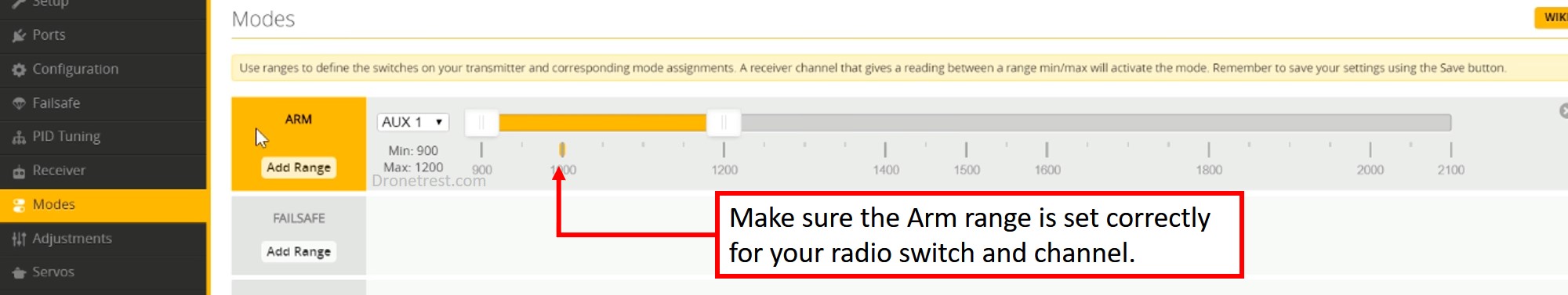 Arm-mode-betaflight