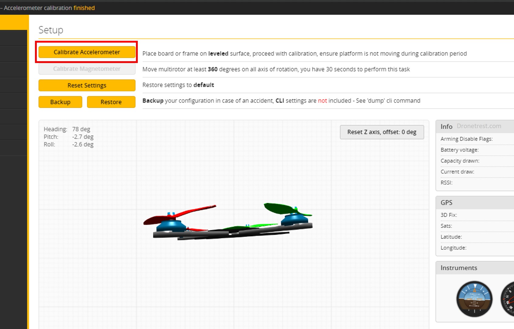 Calibrate-accelerometer-betaflight