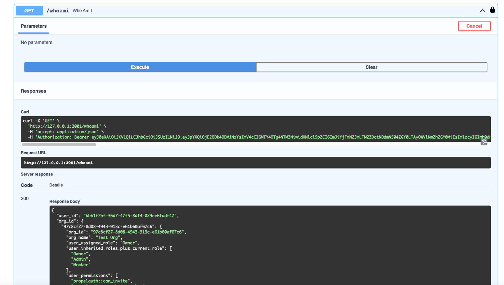 FastAPI docs after authentication via access token