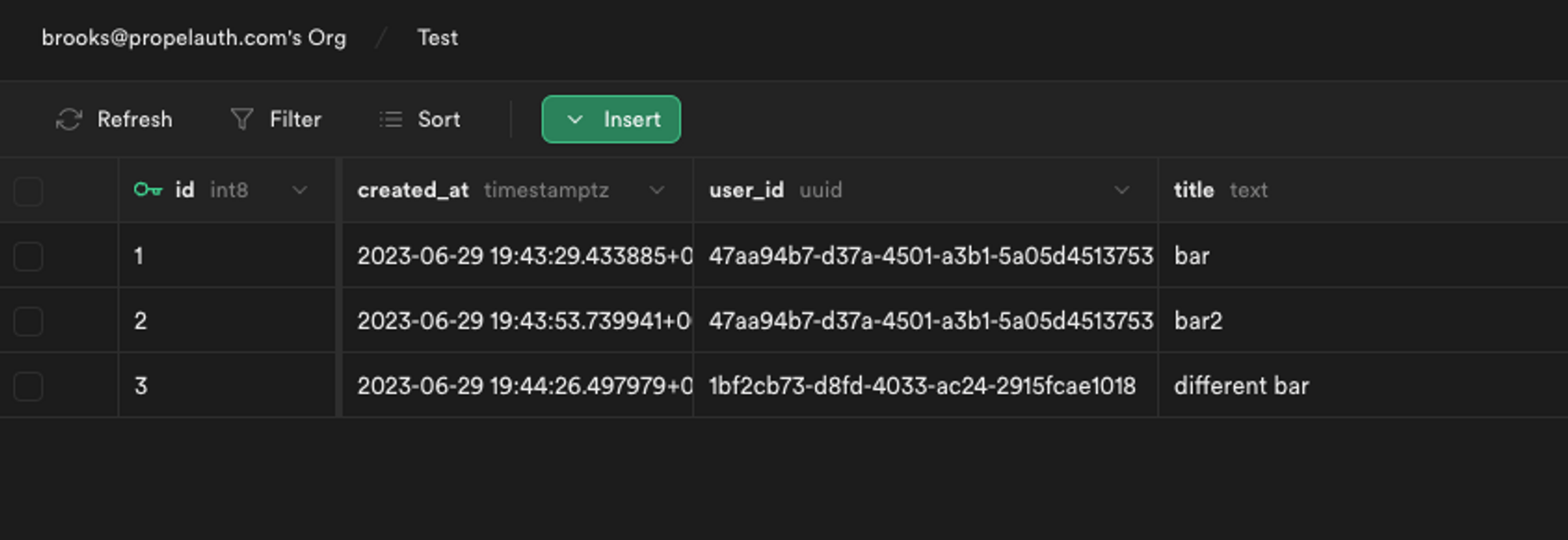 Adding a different user ID to our Supabase data table