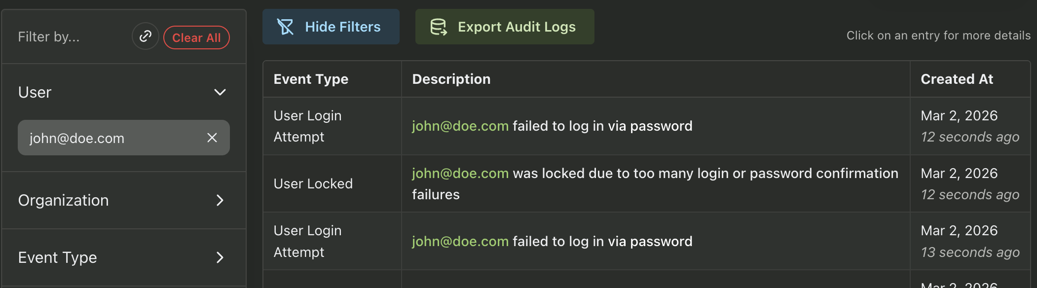 Image in article: Audit Logs in PropelAuth