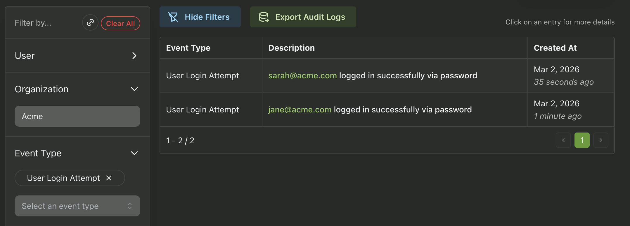 Image in article: Audit Logs in PropelAuth