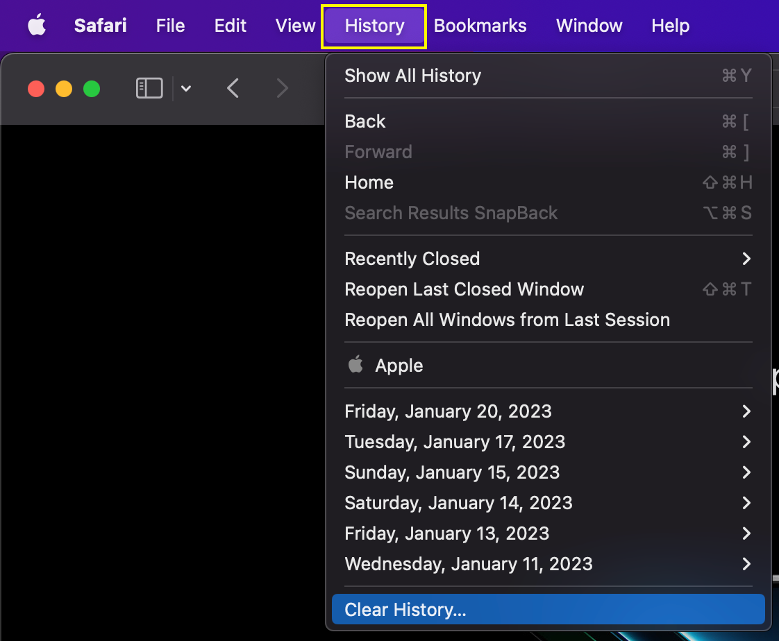 Clear History Mac Safari browser
