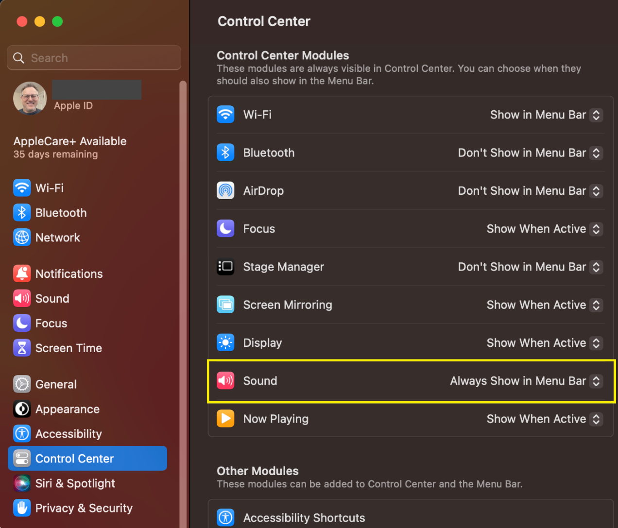 MacOS Sonoma How To Enable Audio In Top Menu Bar