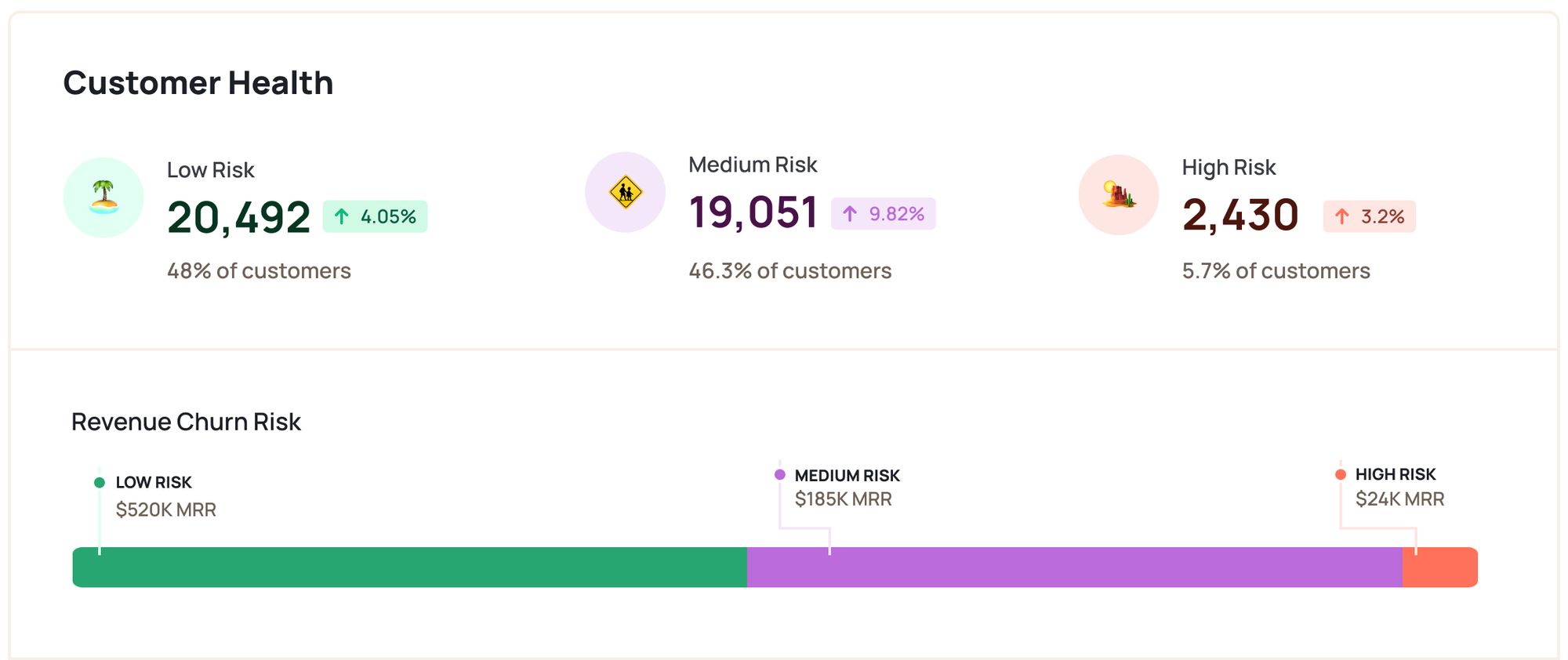 Our highly-visual Customer Health dashboard.