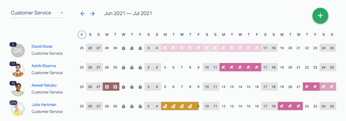 A preview of a standard Timetastic Wallchart in action.