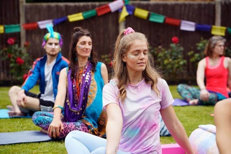 A photo of Twanna Doherty of Yogamatters in the middle of a Yoga class.