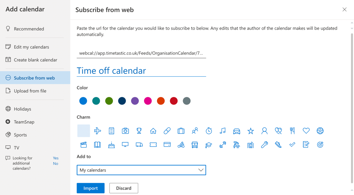 Subscribe from web: Paste the URL for the calendar you would like to subscribe to below.