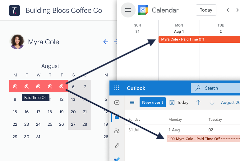 Timetastic integrates with Outlook Calendar, Apple Calendar, Google Calendar, and more.