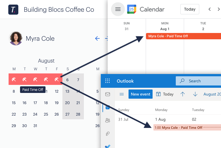 You can sync your paid time off tracking software with your work calendar