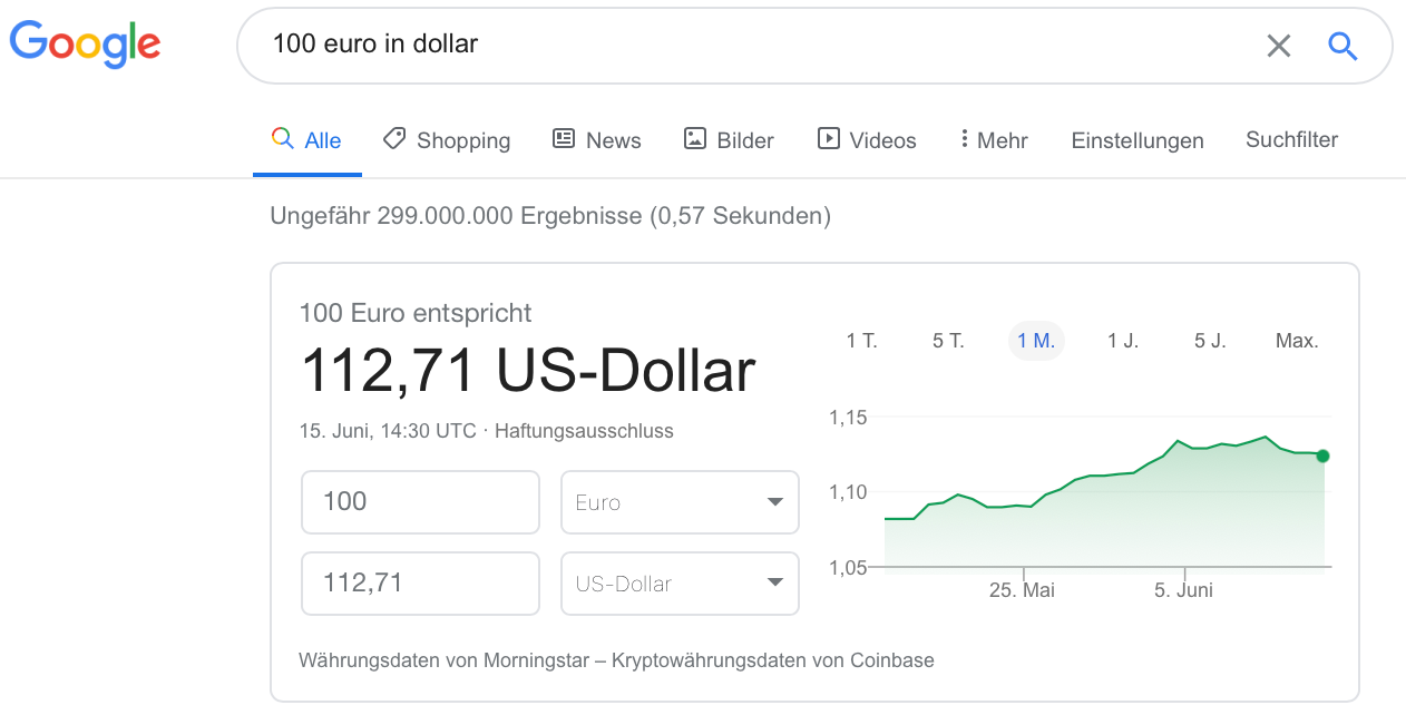 Google Währungsrechner