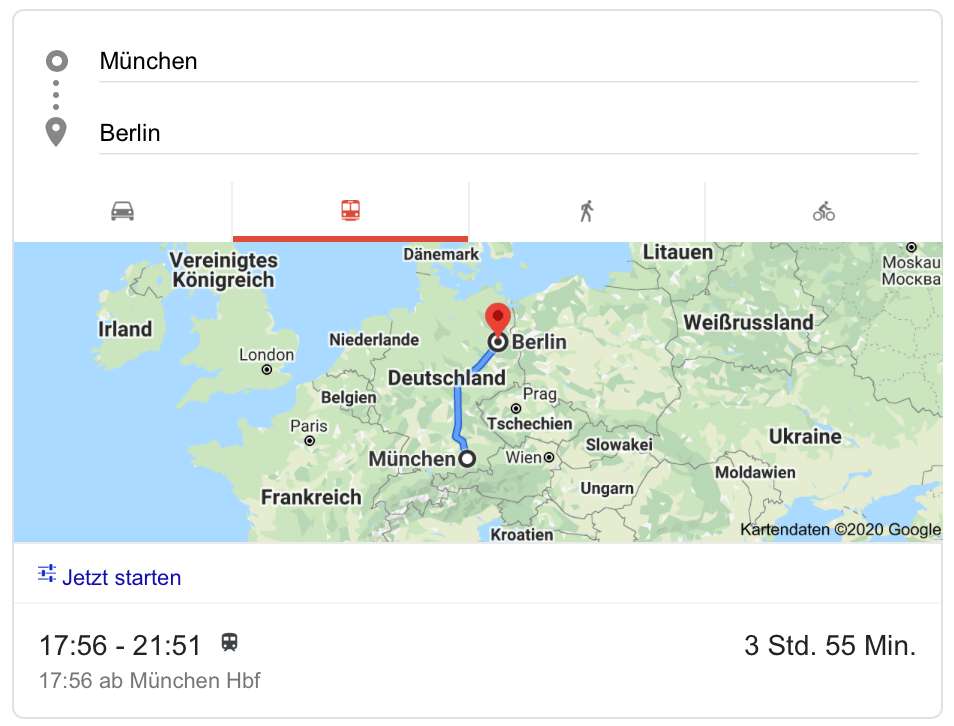 Google Banhreise Auskunft