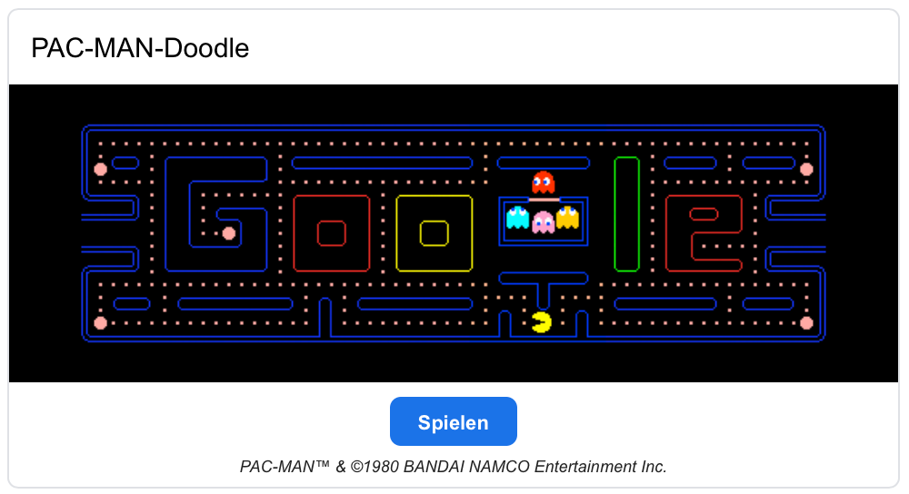 Pac-Man Doodle bei Google