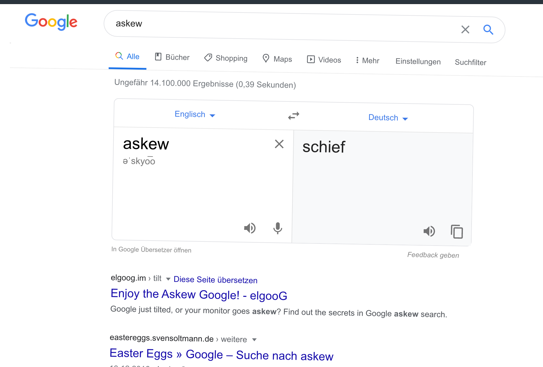 Google Suche nach askew