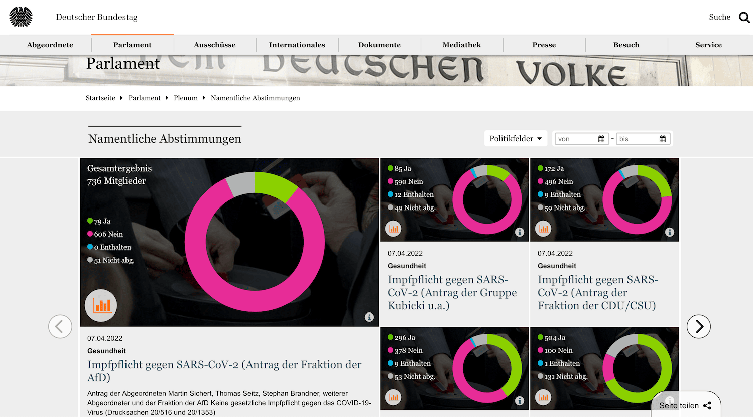 Bundestag.de Screenshot